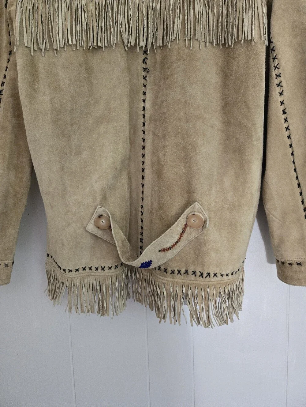 Vintage Double D Ranch Fringe Suede Leather Jacket Beaded Embroidery Western L - Picture 7 of 16